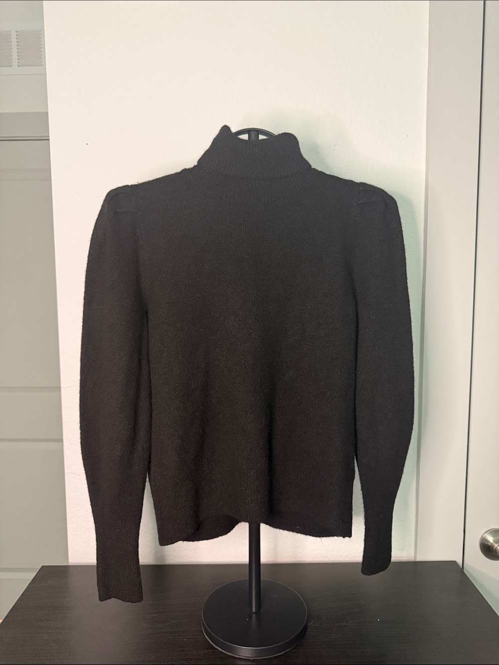 Alex Marie Black Turtleneck Puff-Sleeve Sweater